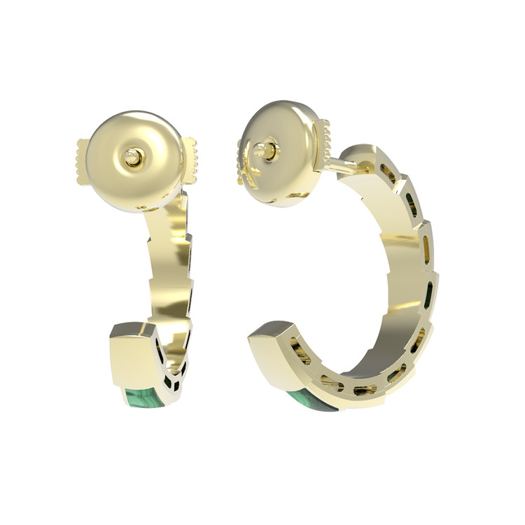 Серьги из лимонного золота 585 пробы c малахитом