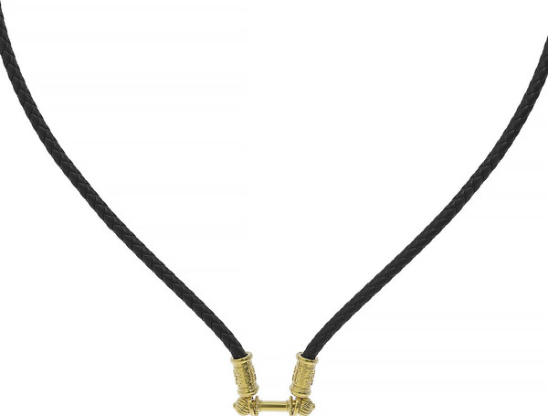 Цепь-шнурок кожа из лимонного золота 585 пробы c кожаным шнурком