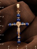 Крест из золота c лазуритом