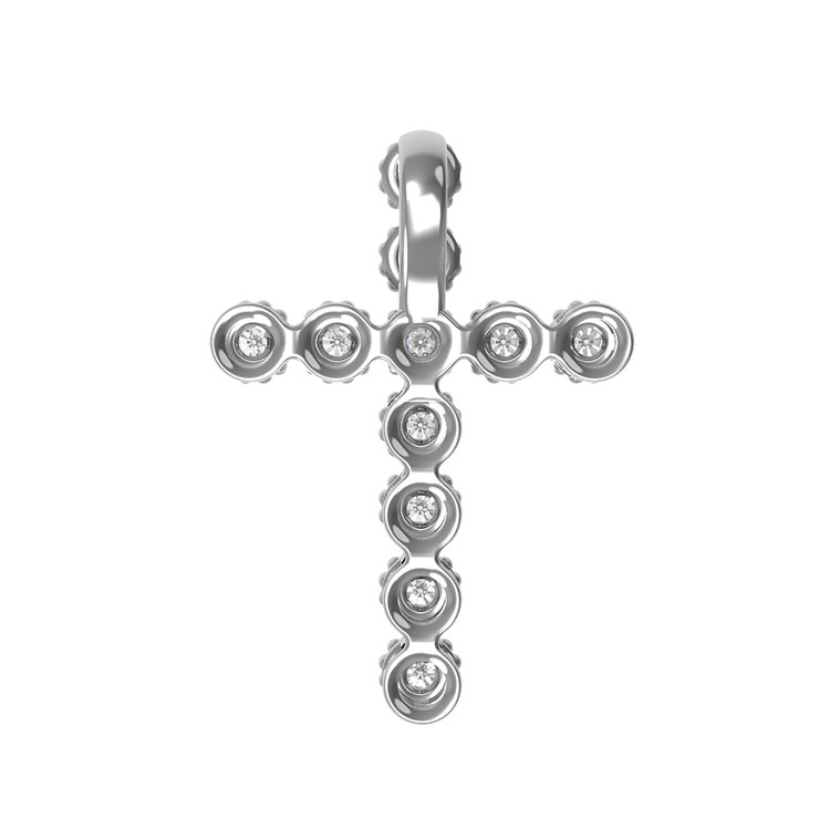 Крест из белого золота 585 пробы c бриллиантами