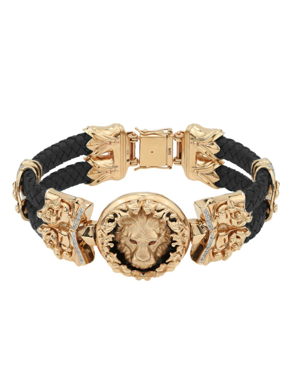 Браслет из золота c эмалью, бриллиантами, шнурком и ониксом