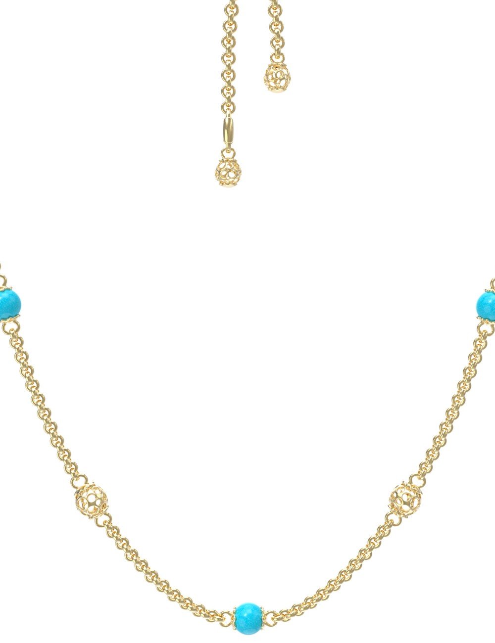 Колье из лимонного золота c бирюзой