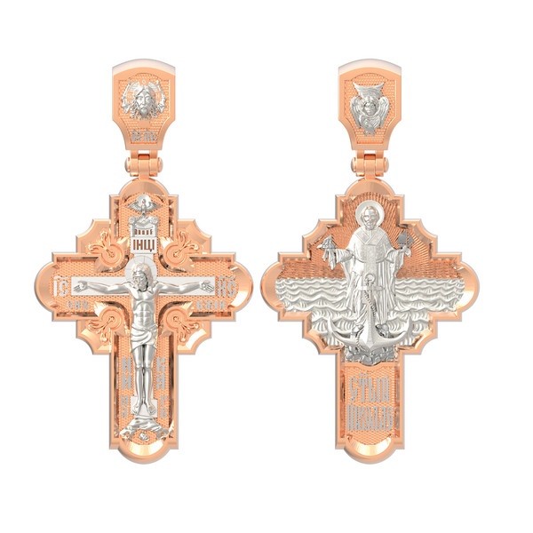 Крест из красного золота 585 пробы