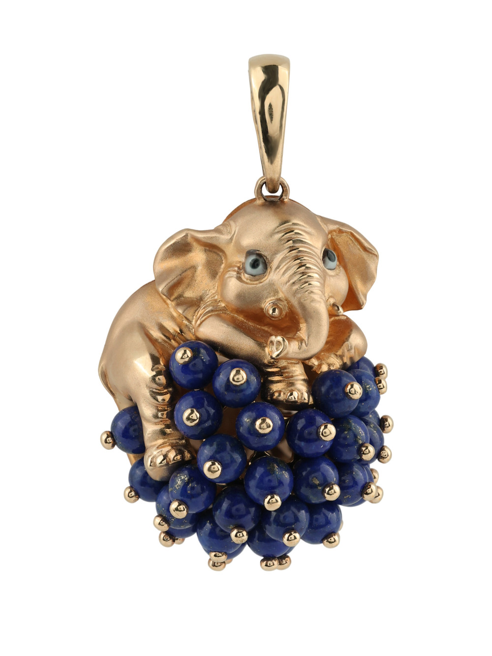 Подвеска из красного золота 585 пробы c эмалью и лазуритом