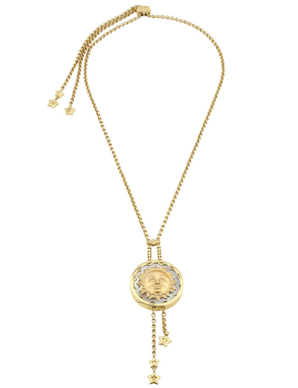 Колье из лимонного золота c ониксом и перламутром