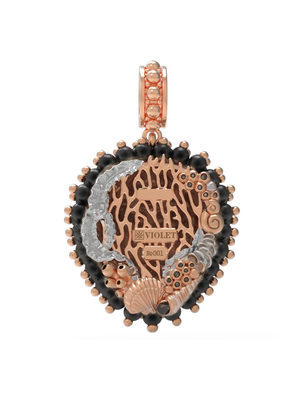 Подвеска из золота c эмалью и ониксом