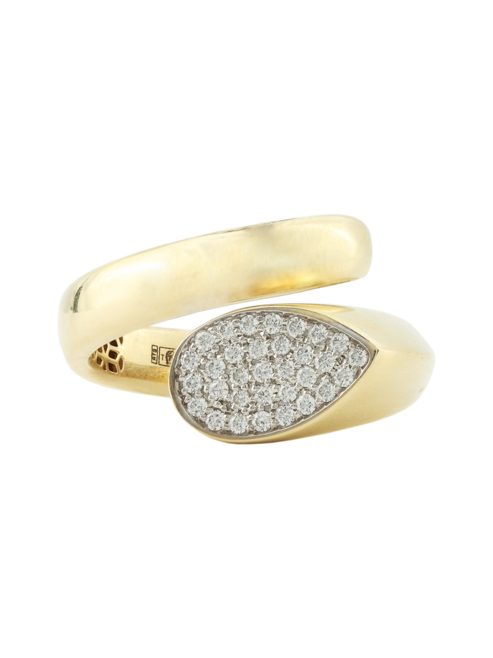 Кольцо из лимонного золота 585 пробы c бриллиантами