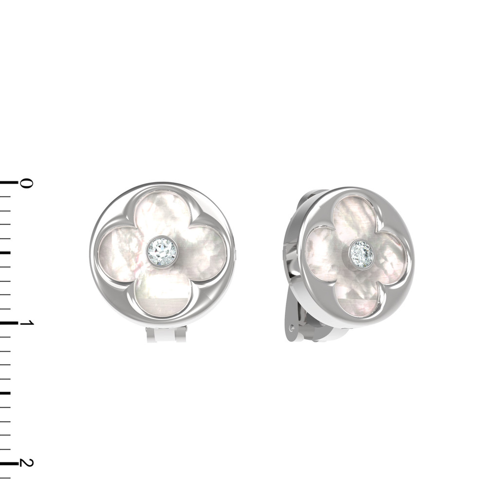 Серьги из белого золота 585 пробы c бриллиантами и перламутром