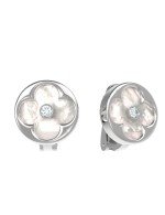 Серьги из белого золота c бриллиантами и перламутром