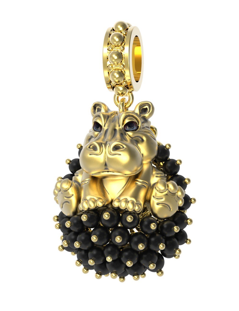 Подвеска из лимонного золота c эмалью и ониксом