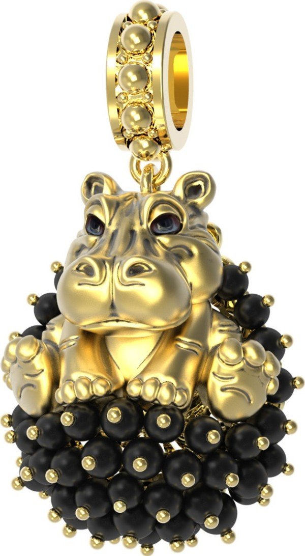 Подвеска из лимонного золота c эмалью и ониксом