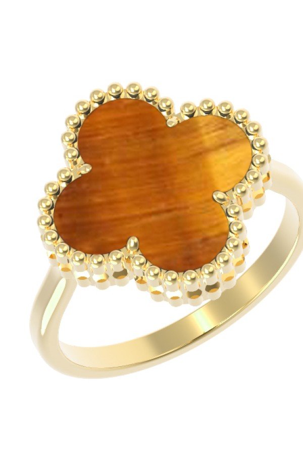 Кольцо из лимонного золота c тигровым глазом