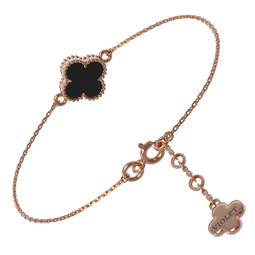 Браслет из красного золота 585 пробы c ониксом