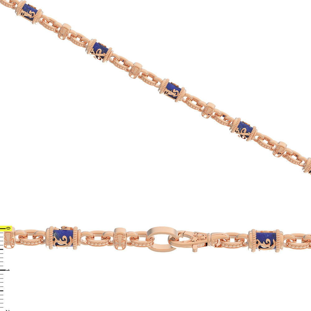 Цепь из красного золота 585 пробы c лазуритом