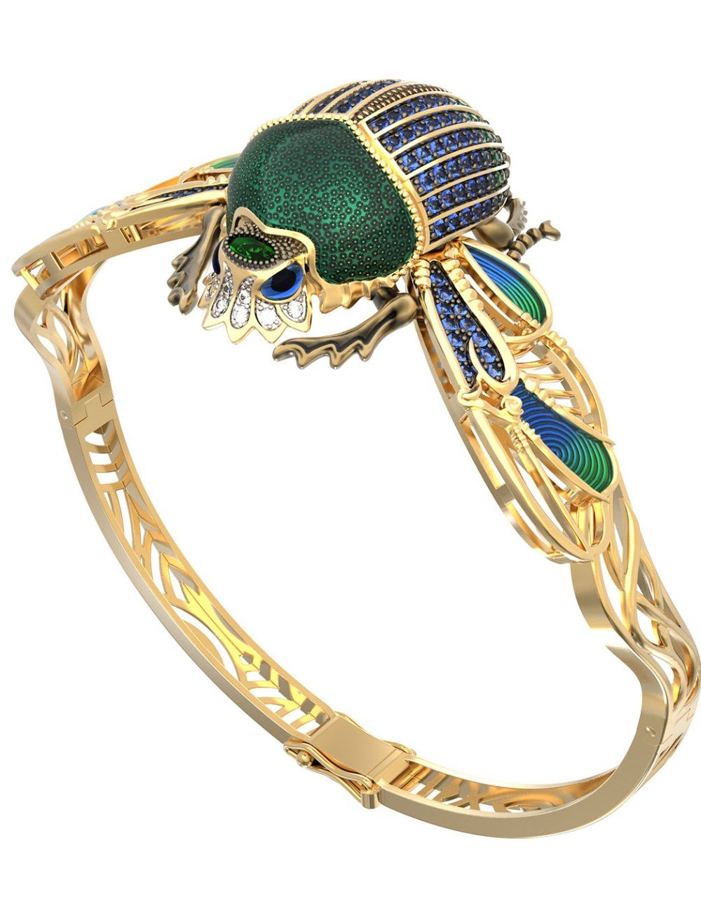 Браслет из лимонного золота c эмалью, фианитом, турмалином и эмалью