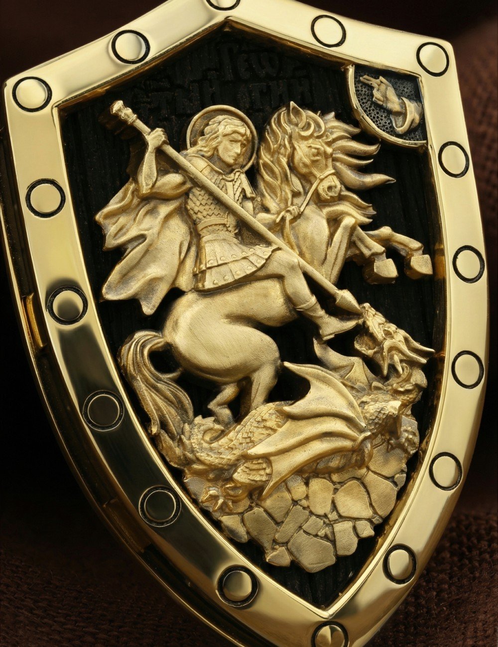 Образок из лимонного золота c эбеновым деревом