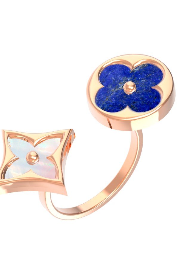 Кольцо из золота c лазуритом и перламутром