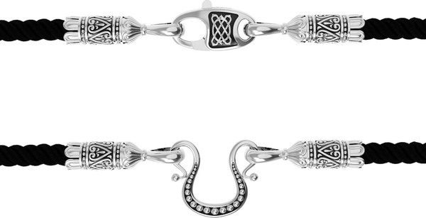 Цепь-шнурок шелк из белого золота 585 пробы c шёлковым шнурком