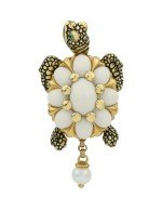 Подвеска из лимонного золота c эмалью, жемчугом и бивнем мамонта