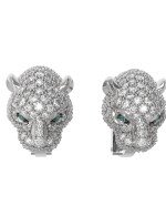 Серьги из белого золота c бриллиантами и изумрудом