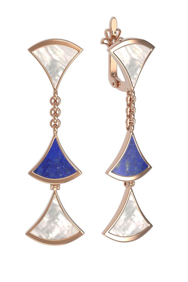 Серьги из золота c лазуритом и перламутром