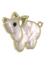 Брошь из лимонного золота c эмалью и перламутром