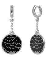 Серьги из белого золота c эмалью и ониксом