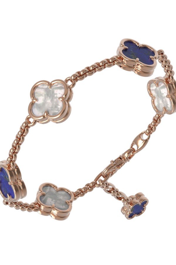 Браслет из золота c лазуритом и перламутром