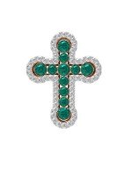 Крест из золота c бриллиантами и изумрудом