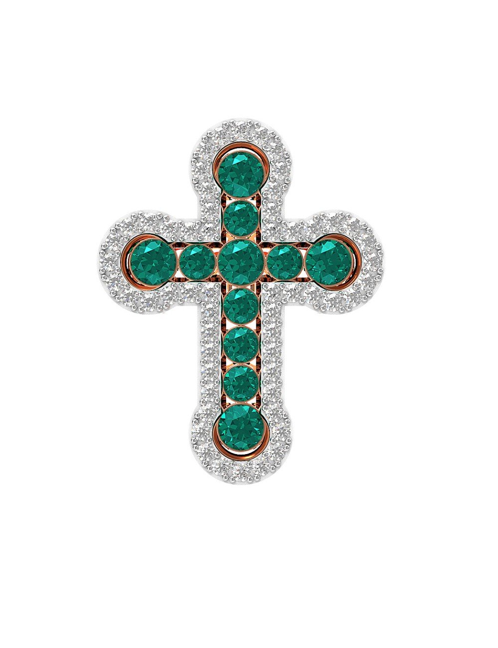 Крест из золота c бриллиантами и изумрудом