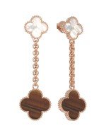 Серьги из золота c тигровым глазом и перламутром