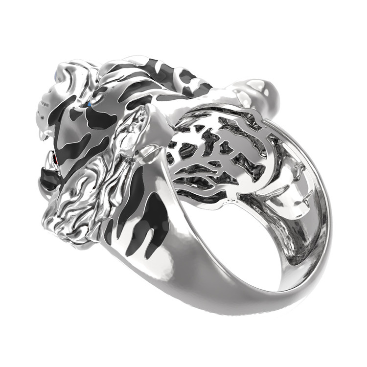 Кольцо из белого золота 585 пробы c эмалью