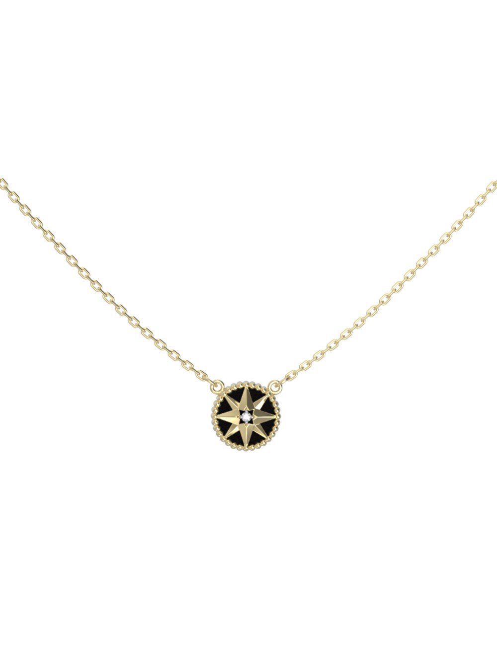 Колье из лимонного золота c бриллиантами и ониксом