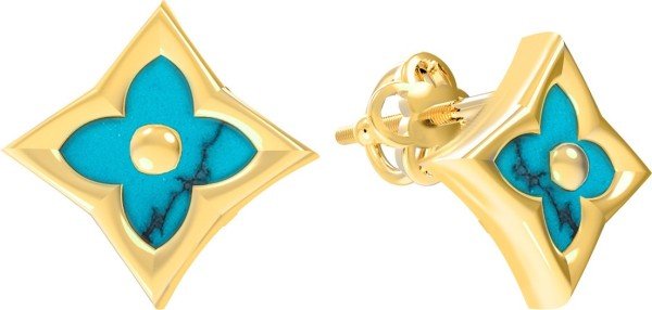 Серьги из лимонного золота c бирюзой