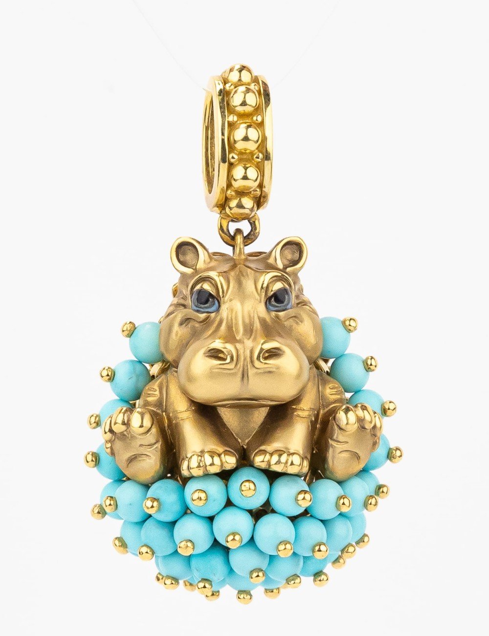 Подвеска из лимонного золота c эмалью и бирюзой