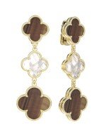 Серьги из лимонного золота c тигровым глазом и перламутром