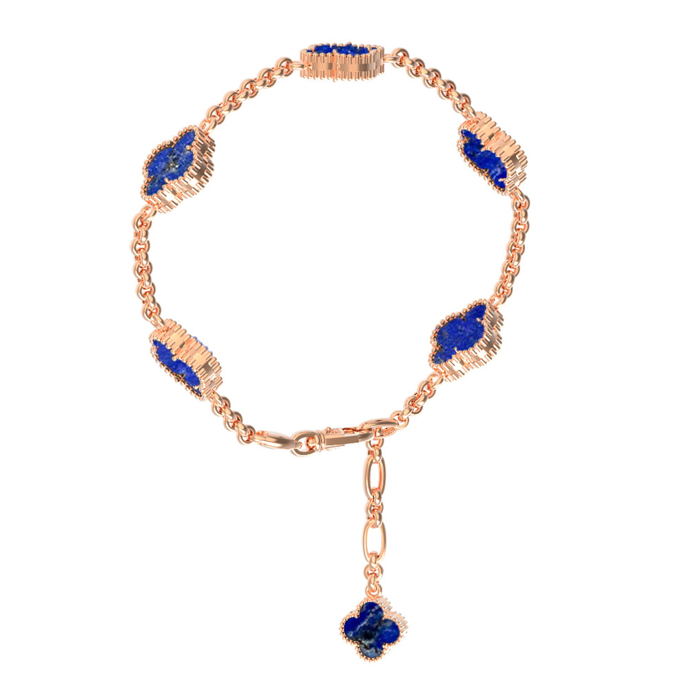 Браслет из красного золота 585 пробы c лазуритом