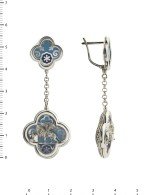 Серьги из белого золота c эмалью и перламутром