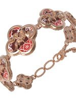 Браслет из золота c эмалью, жемчугом и перламутром