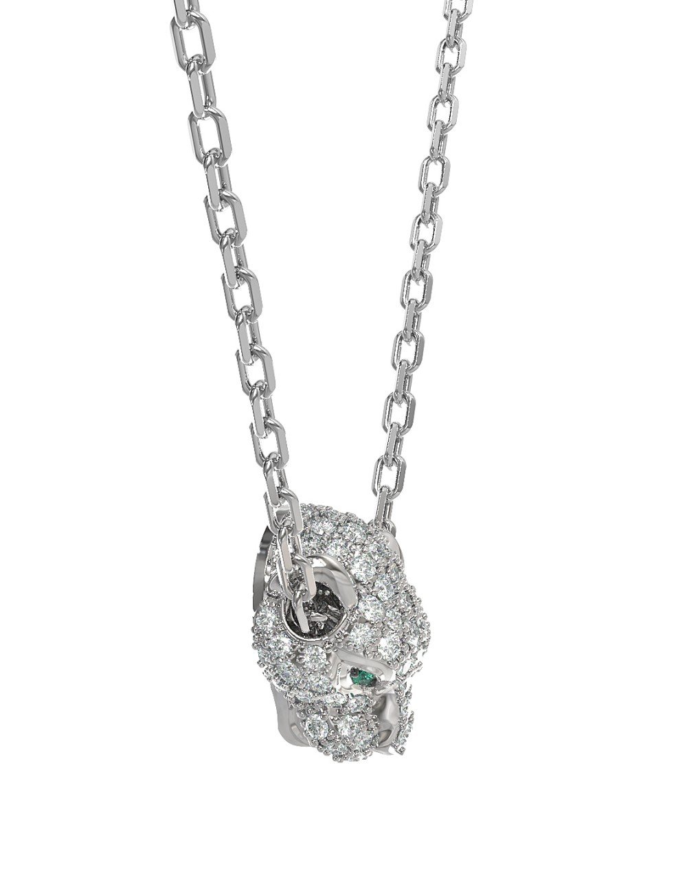 Колье из белого золота c бриллиантами и изумрудом