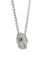 Колье из белого золота c бриллиантами и изумрудом