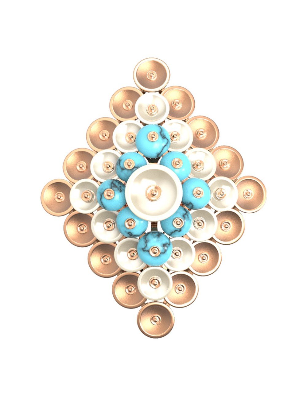 Кольцо из золота c бирюзой и перламутром