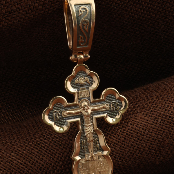 Крест из красного золота 585 пробы