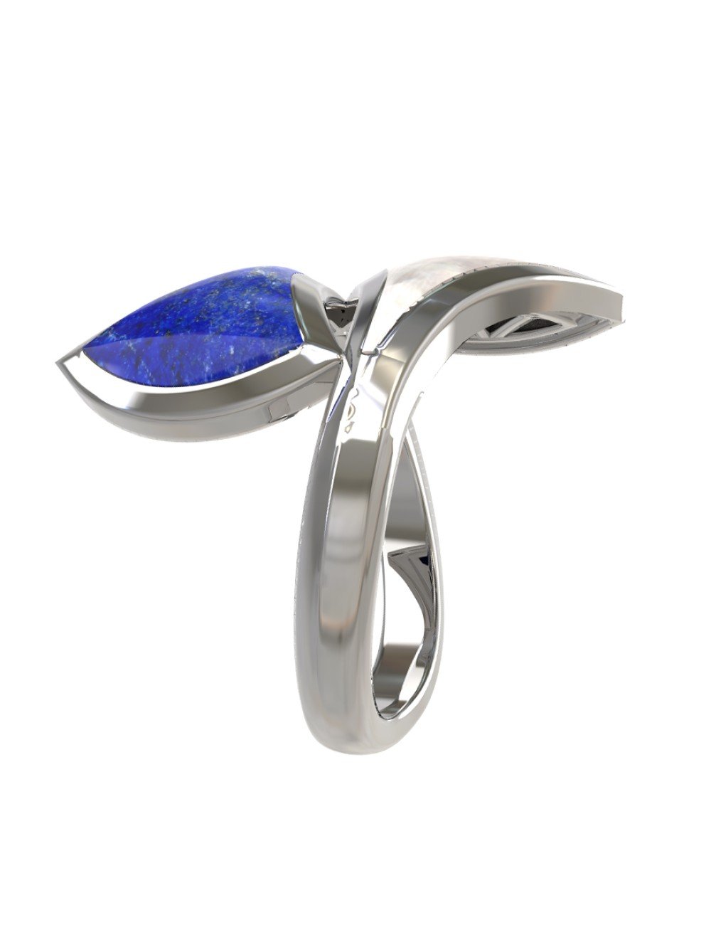 Кольцо из белого золота c лазуритом и перламутром