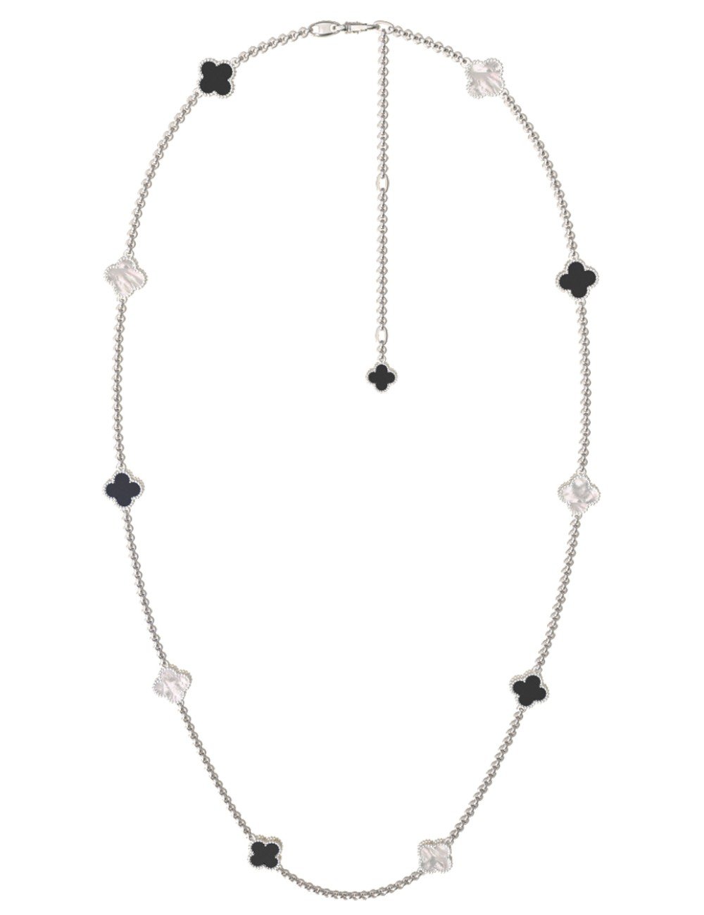 Колье из белого золота c ониксом и перламутром