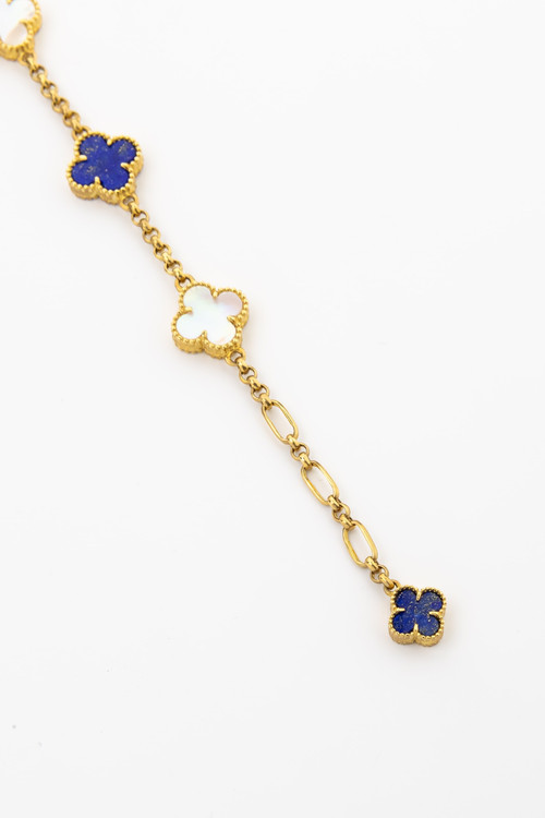 Браслет из лимонного золота 585 пробы c лазуритом и перламутром