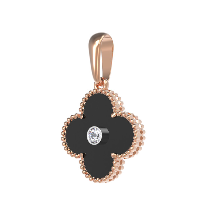 Подвеска из красного золота 585 пробы c бриллиантами и ониксом