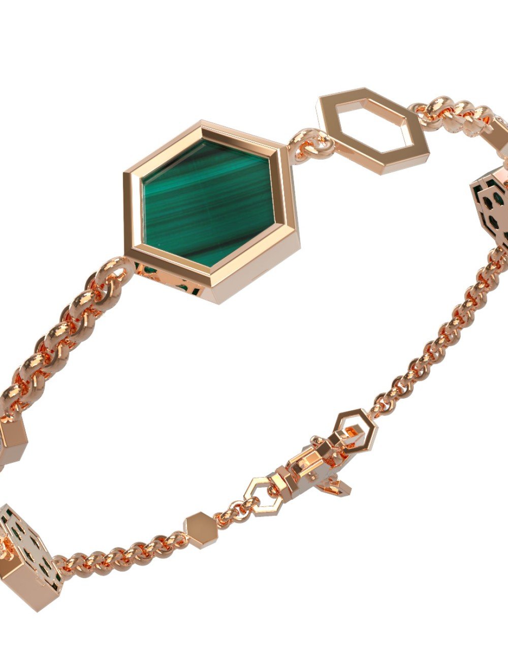 Браслет из золота c бриллиантами, малахитом и перламутром