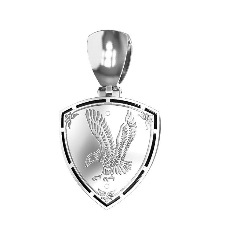 Подвеска из белого золота 585 пробы c бриллиантами и ониксом