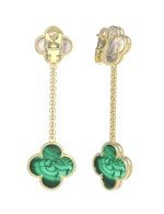 Серьги из лимонного золота c малахитом и перламутром